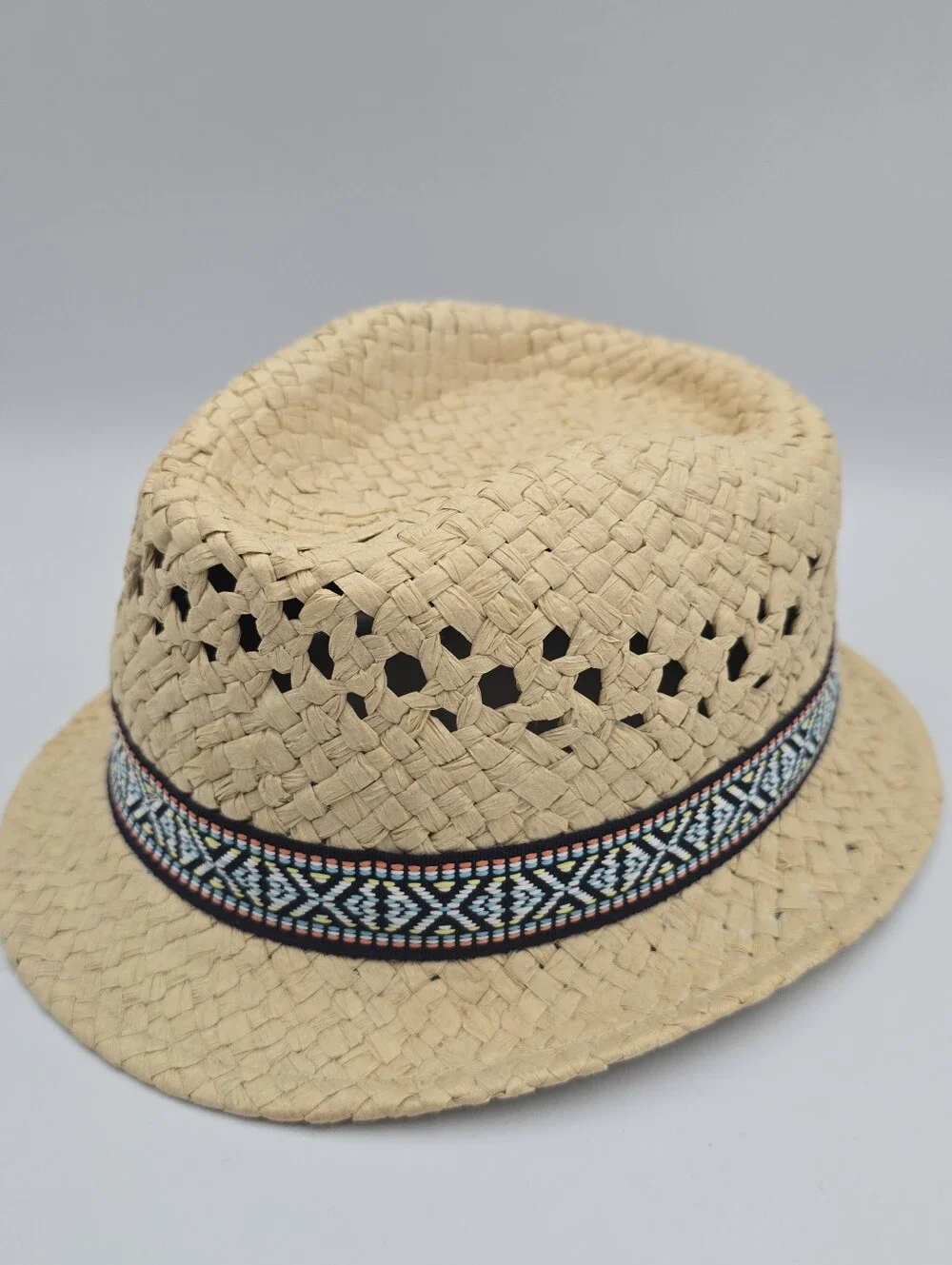 Kids Place Straw Trilby Fedora Hat Size S/M (4-7